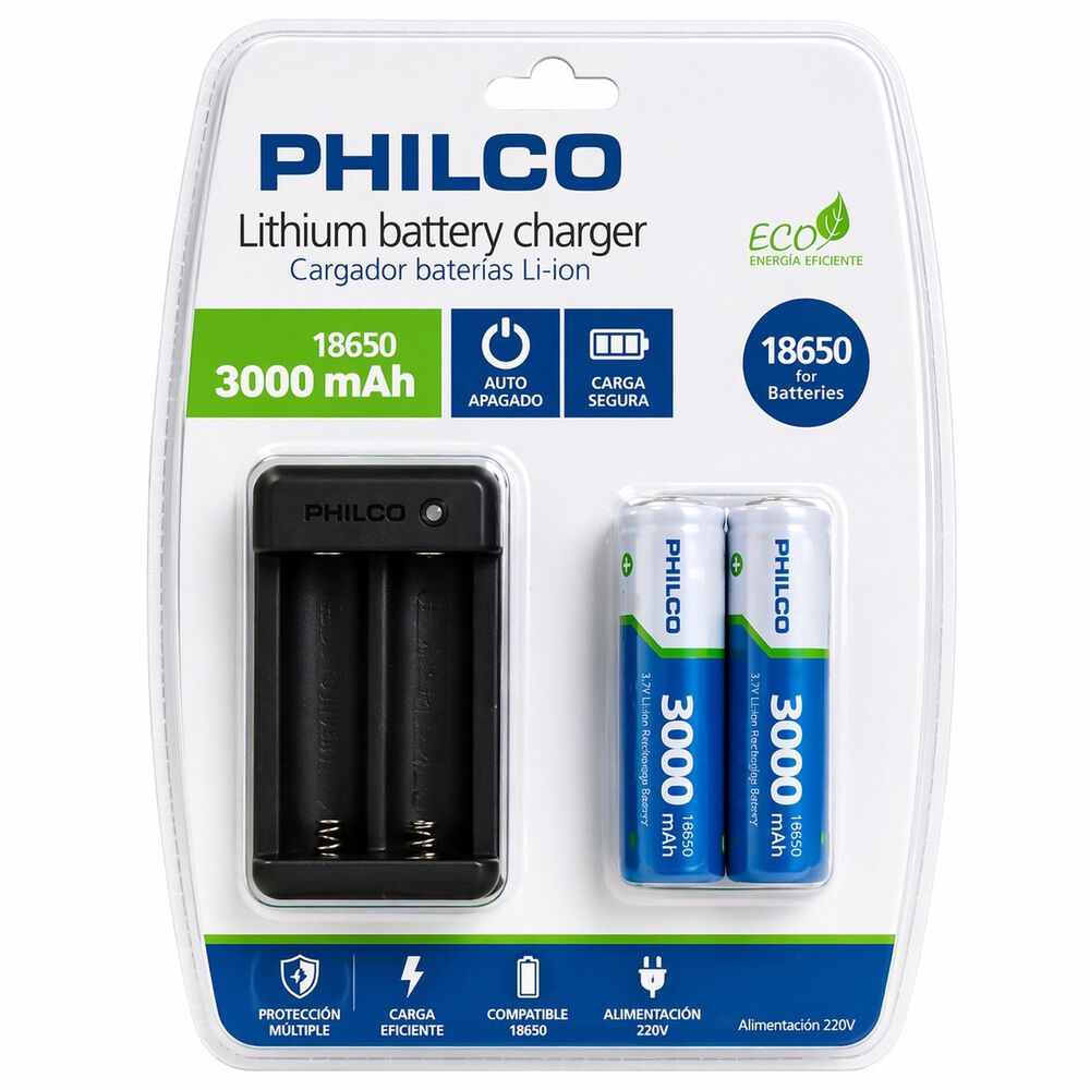 Pack De 2 Bater&iacute;as 18650 3.000 Mah + Cargador 220v Lt15 image number 2.0