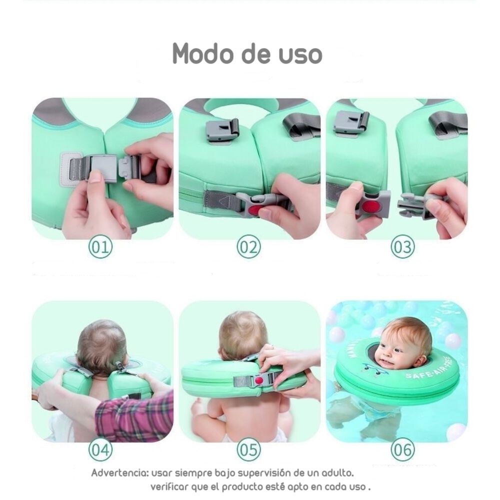 Flotador De Cuello Para Beb&eacute; Verde By Lubabycas image number 3.0