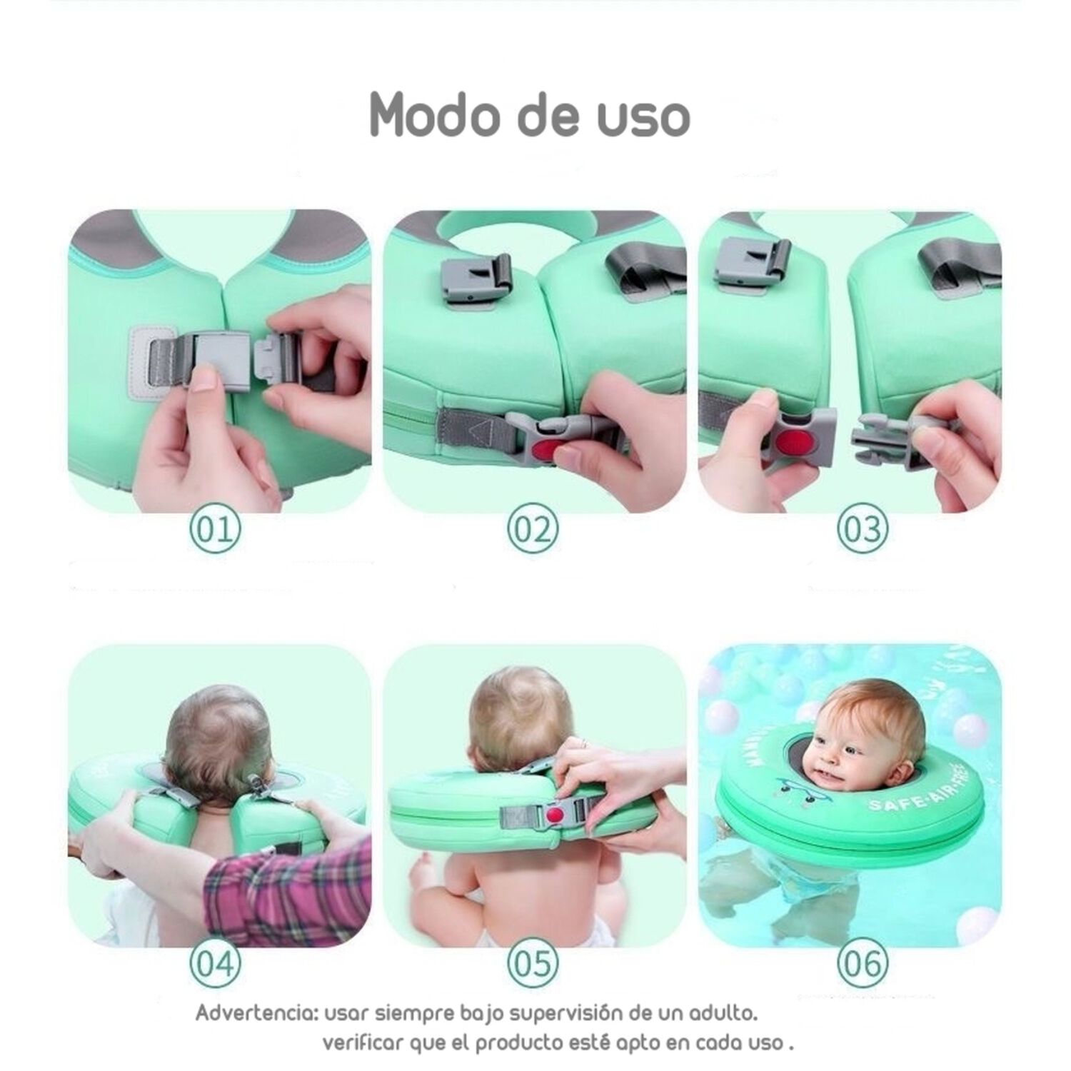 Flotador De Cuello Para Beb&eacute; Verde By Lubabycas image number 3.0