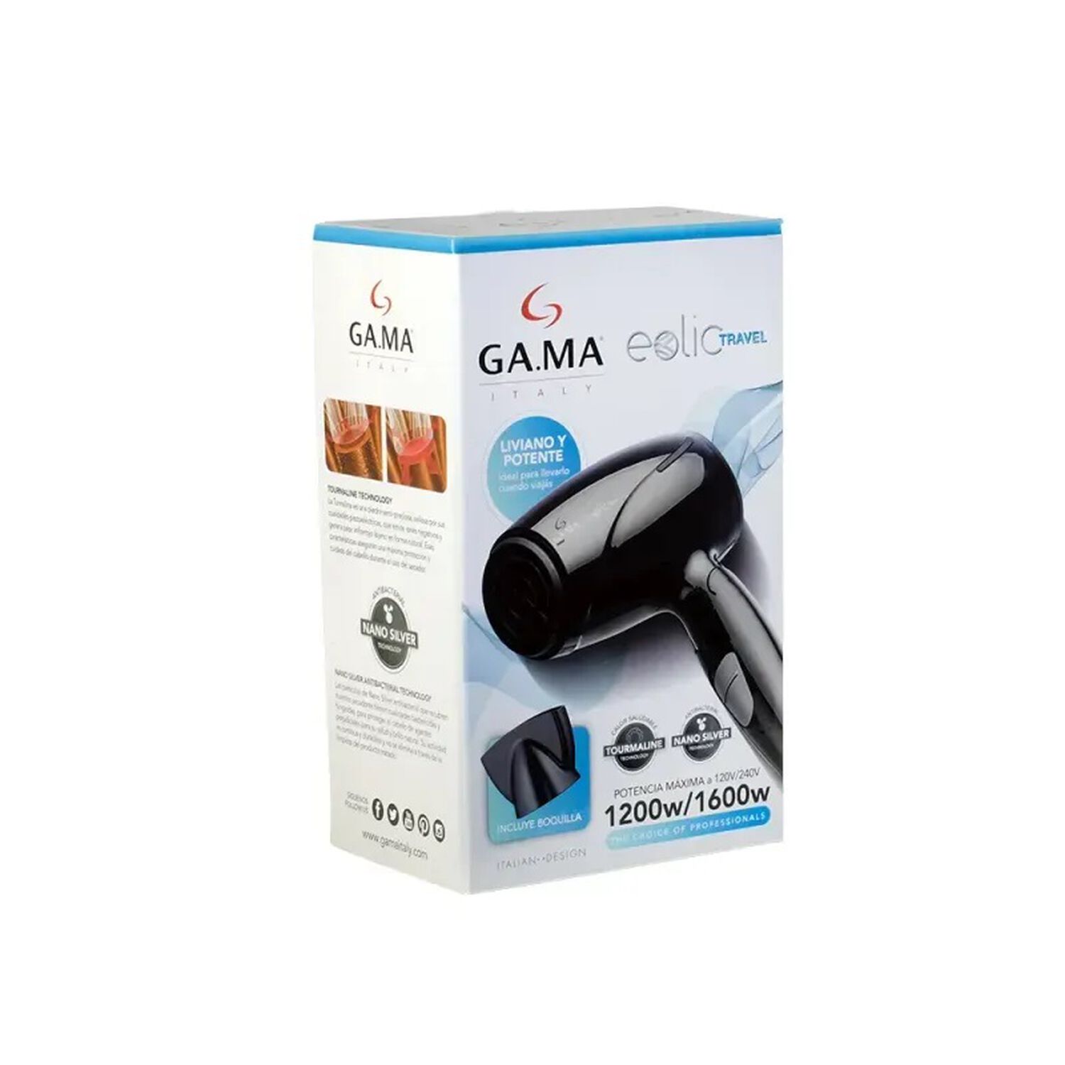 Secador Eolic Travel Turmalina Plegable Compacto Negro Gama De 1200/1600w image number 5.0