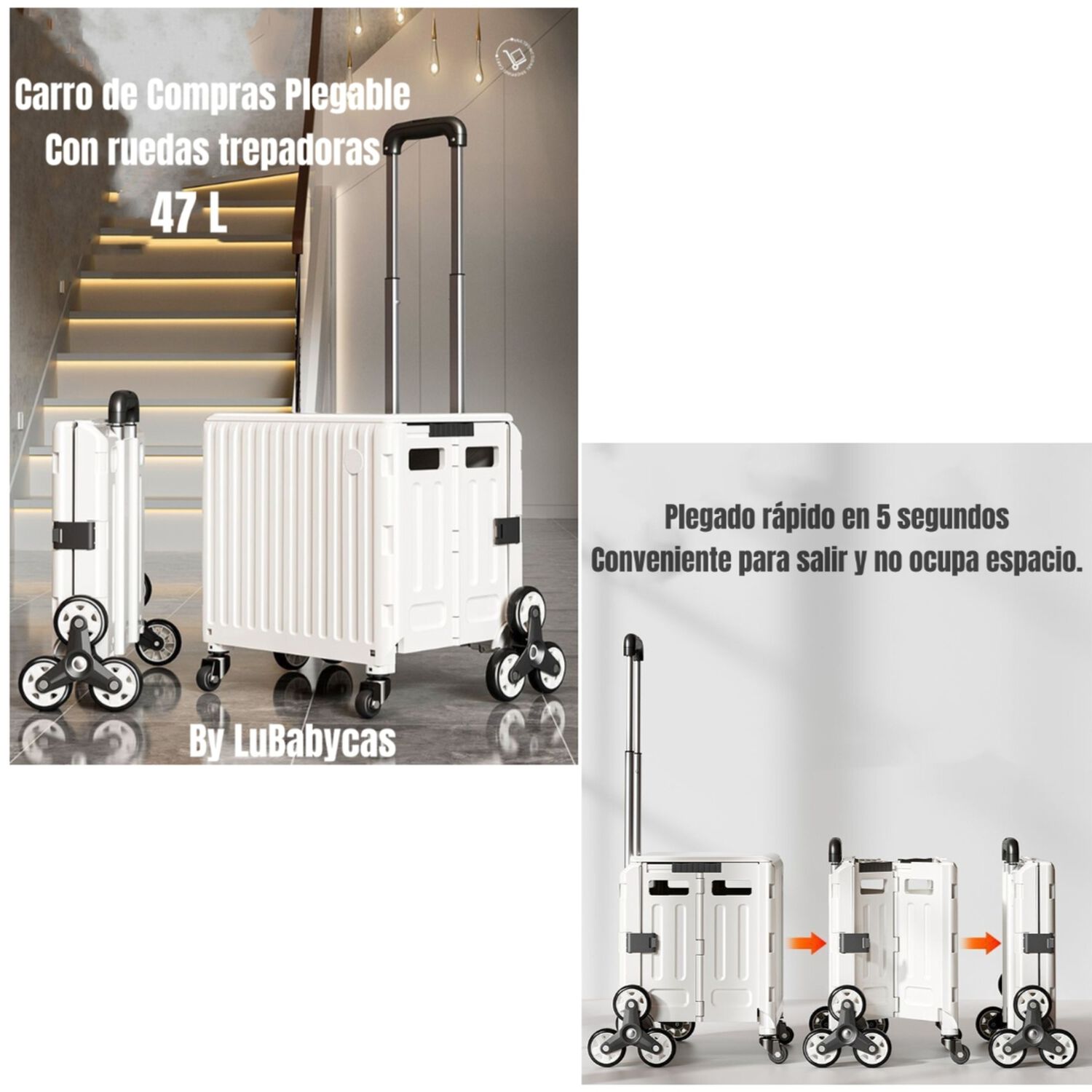 Carrito De Compras Plegable Con Ruedas Trepadoras Lubabycas image number 7.0