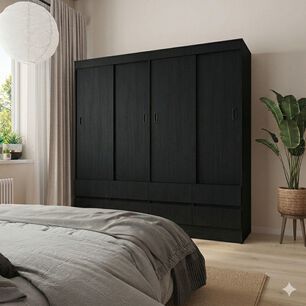 Cl&oacute;set Cic Black / 4 Puertas / 8 Cajones