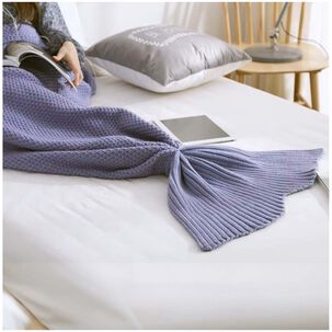 Manta En Forma De Cola De Sirena De Lana Tejida 180 X 90 Lila