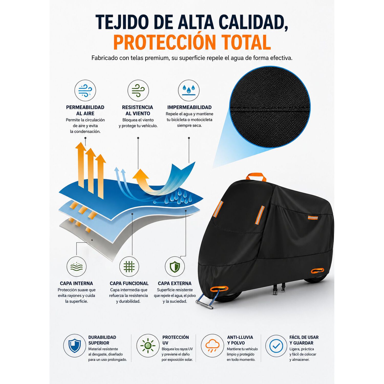 Funda Impermeable 100% Protector Cubre Motos Bicicletas Xxl image number 5.0