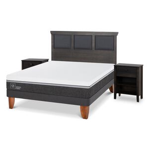 Cama Europea Cic Ortopedic Advance / 2 Plazas / Base Normal + Set De Maderas