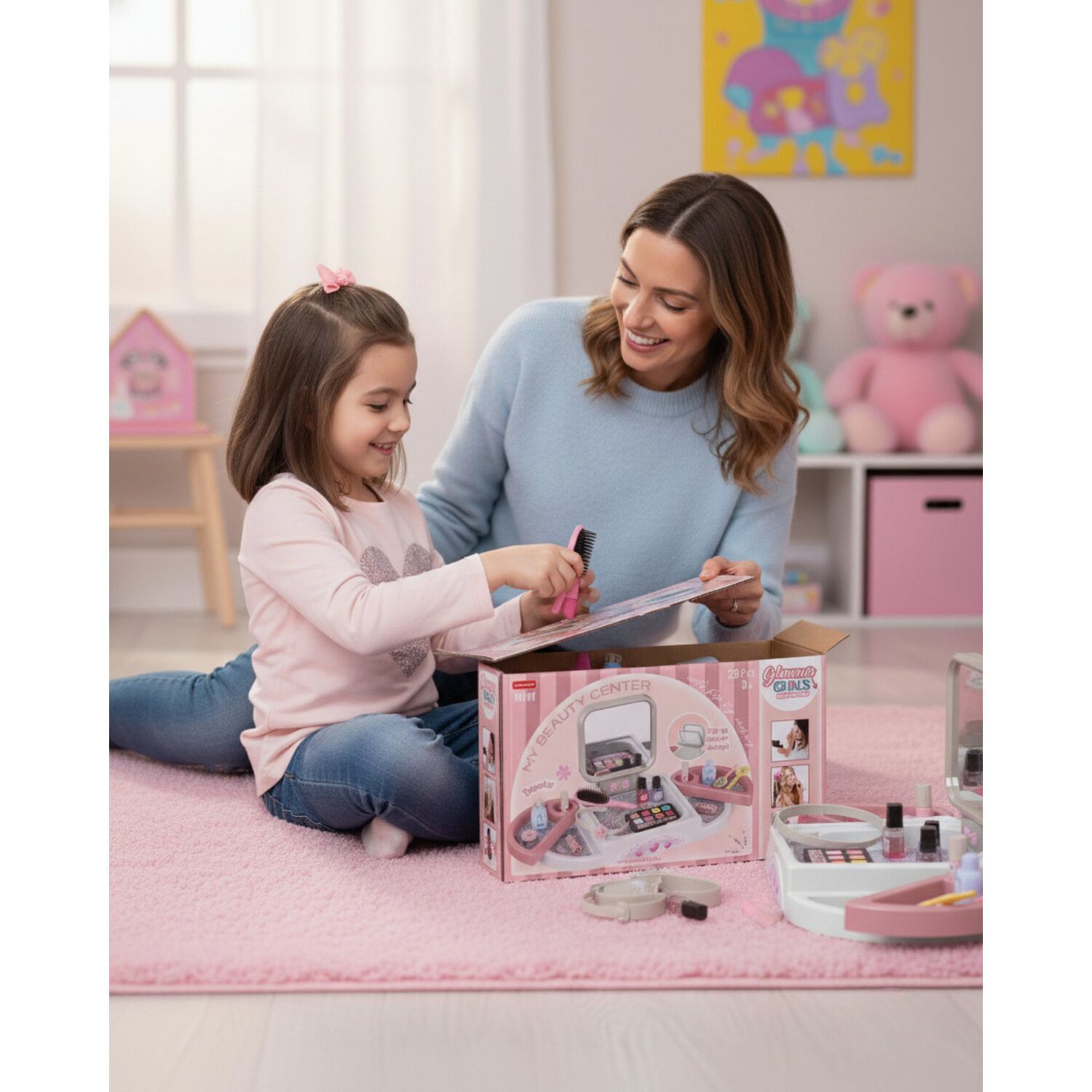 Tocador Infantil Y Espejo Abatible Maquillaje Sal&oacute;n Juguete image number 2.0