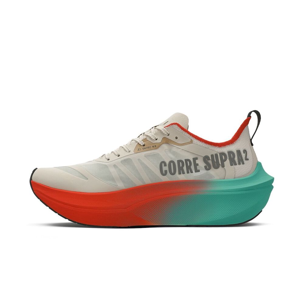 Zapatilla Running Mujer Corre Supra 2 Celeste/rojo/arena image number 2.0