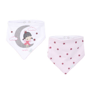 Set 2 Babero Bandana Gris Ni&ntilde;a Luna