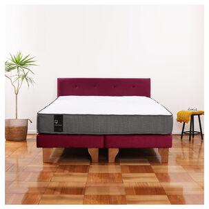 Cama Europea Zen Best Tela Velvet Burdeo 2 Plazas + Respaldo