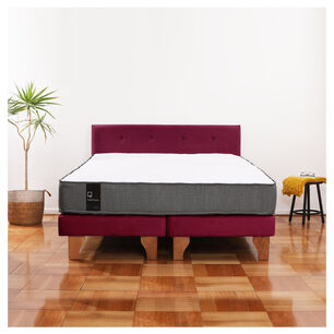 Cama Europea Zen Best Tela Velvet Burdeo 2 Plazas + Respaldo