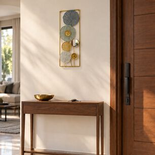 Cuadro Decorativo Rectangular Con Espejos Y Dise&ntilde;o Floral En Dorado