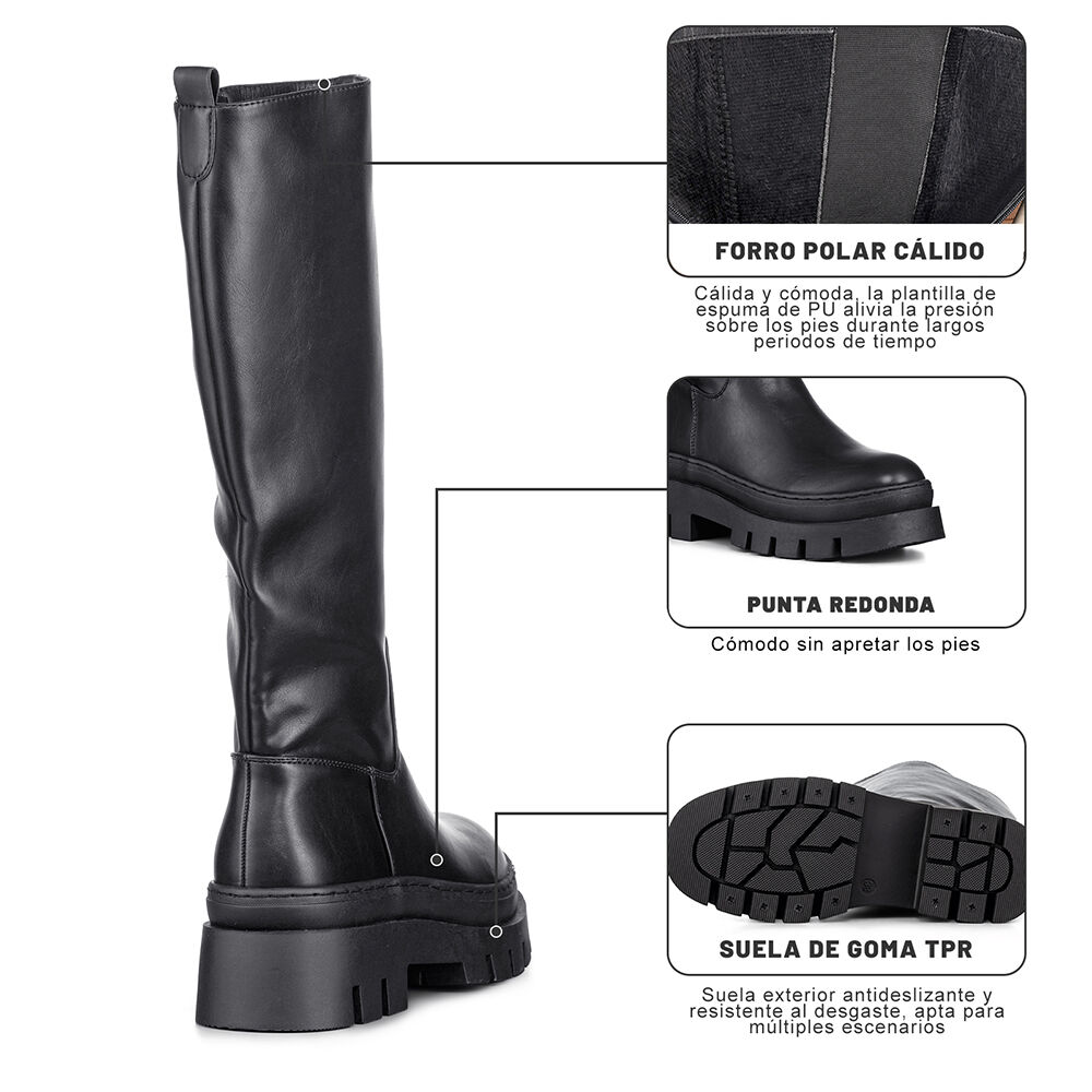 Botas Largas Casual Plataforma Vintage Mujer Weide Hx510 image number 8.0