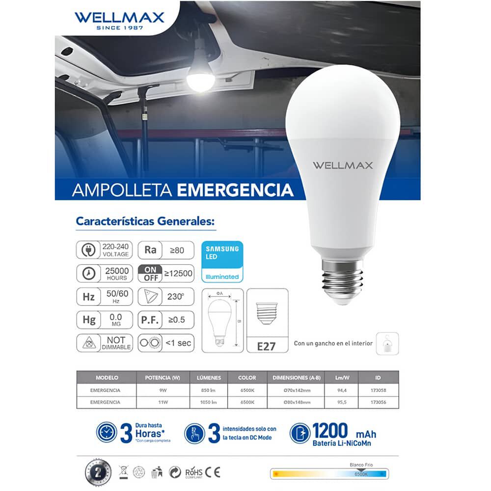 Ampolleta Led Recargable 11w Con Chip Led Samsung Super Nova image number 0.0