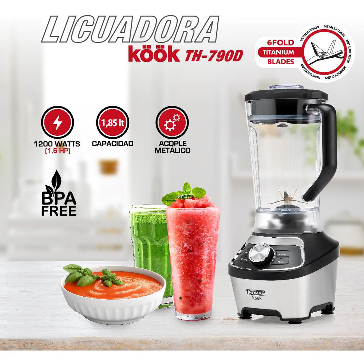 Licuadora Thomas Th-790d / 1,8 Litros / 1200 Watts image number 2.0