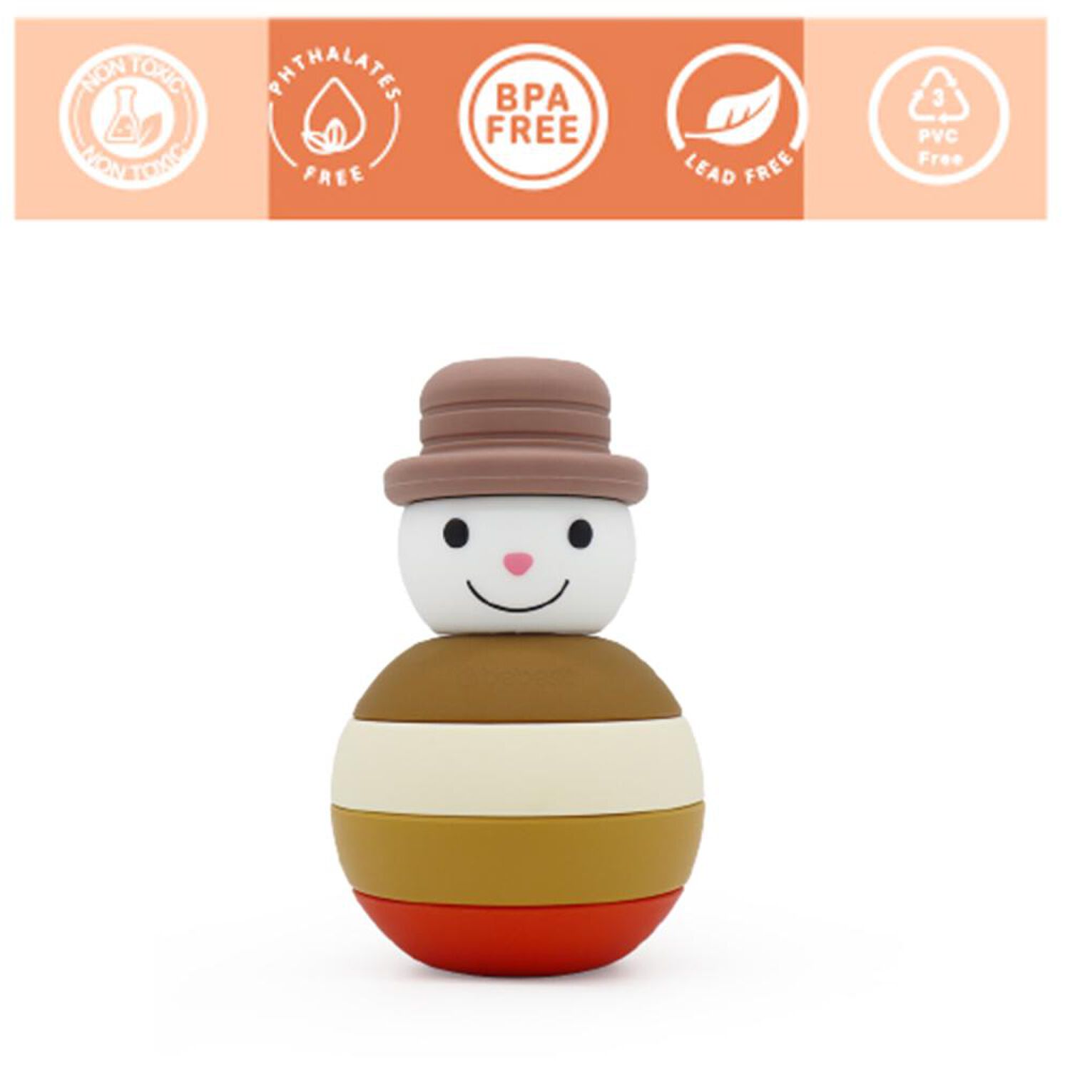 Juguete Mu&ntilde;eco Nieve Bebesit Montessori Silicona Caf&eacute; image number 2.0