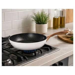 Sart&eacute;n Antiadherente Mango Metal Dorado 26cm