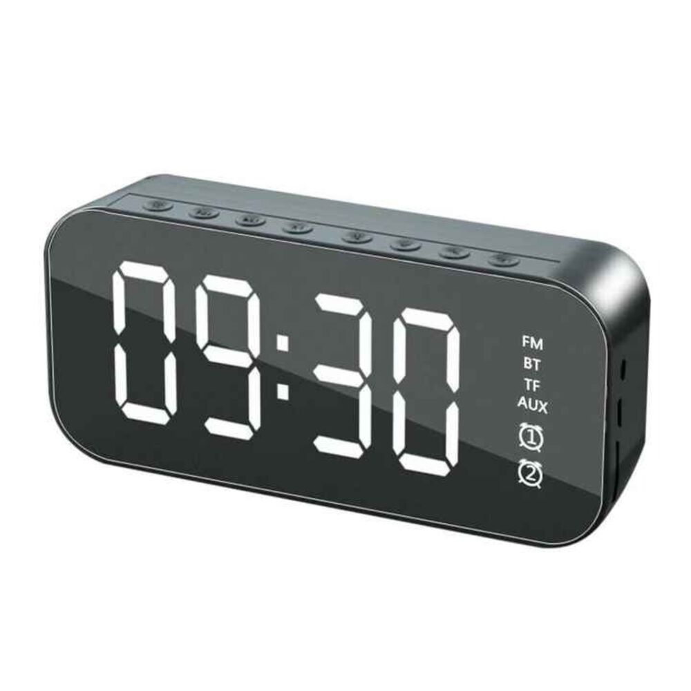 Reloj Despertador Digital Led Con Parlante Bluetooth Negro image number 1.0