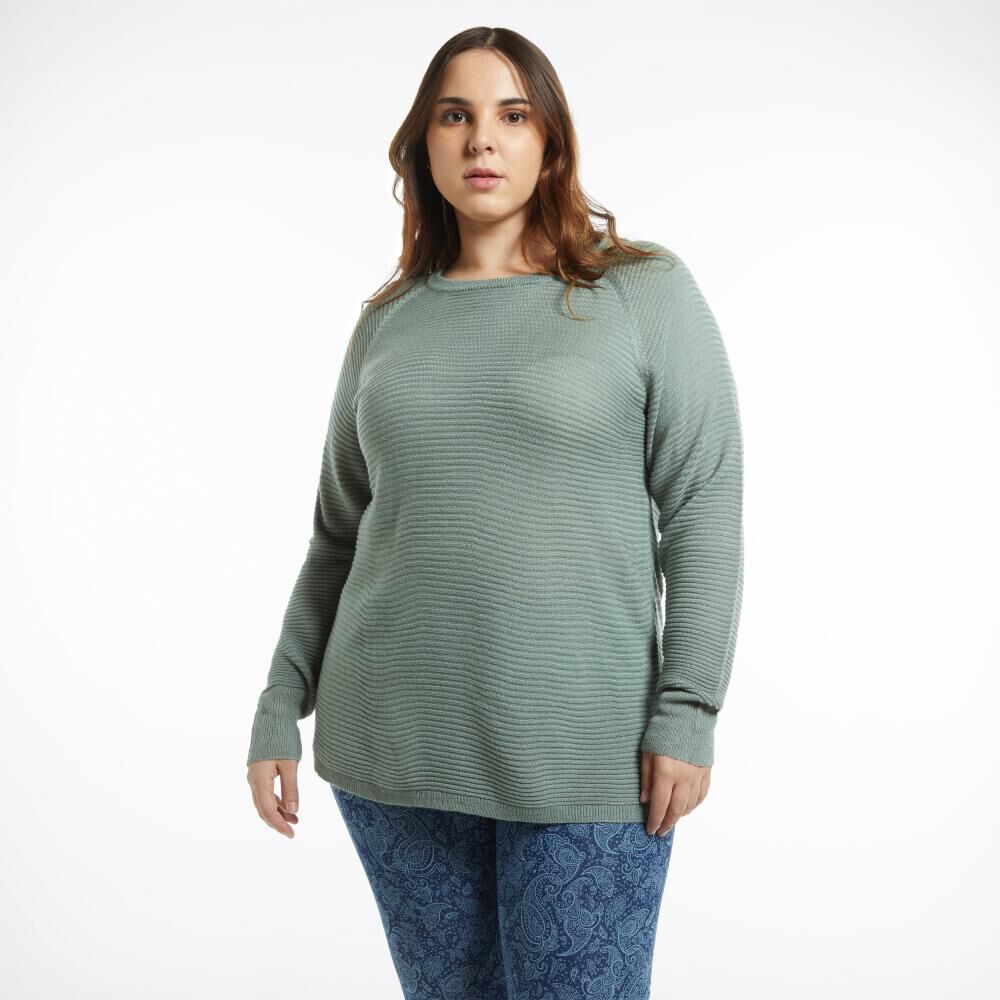 Sweater Talla Grande Liso Manga Larga Cuello Redondo Mujer Sexy Large image number 0.0