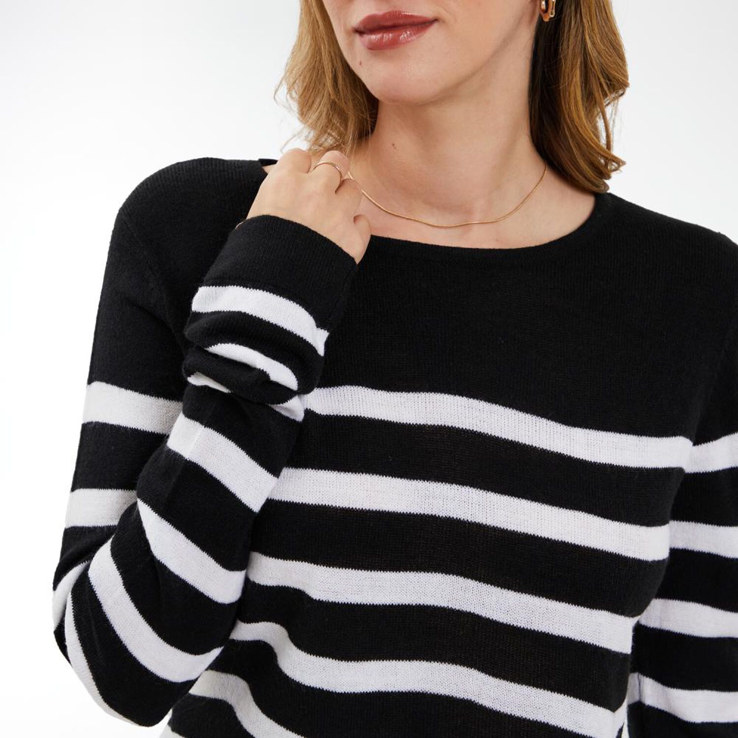 Sweater Listado Cuello Redondo Regular Mujer Geeps image number 4.0