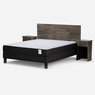 Cama Europea Rosen Wave / 2 Plazas / Base Normal + Set De Maderas Tabor Grafito