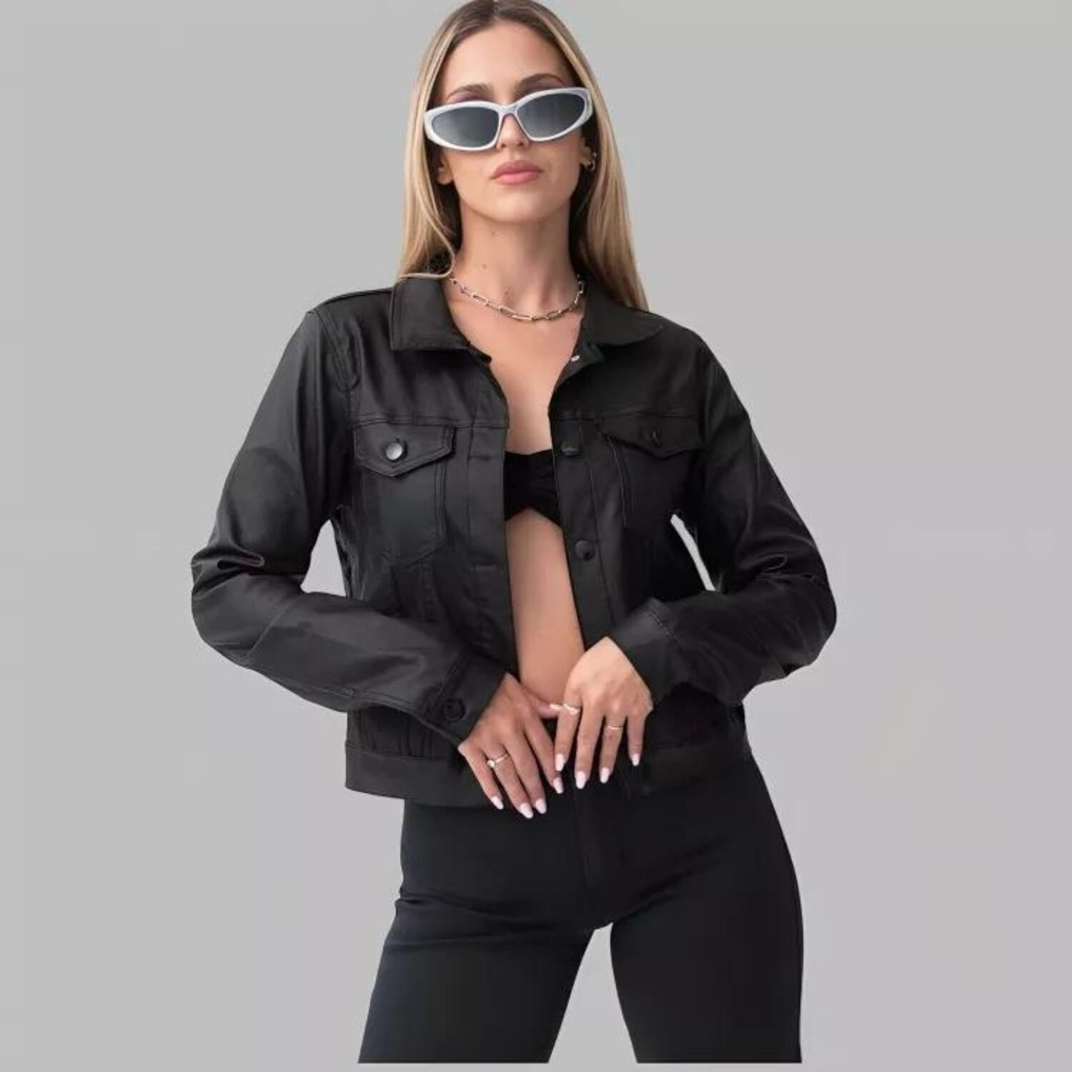 Chaqueta Clasica Ecocuero Mujer image number 0.0