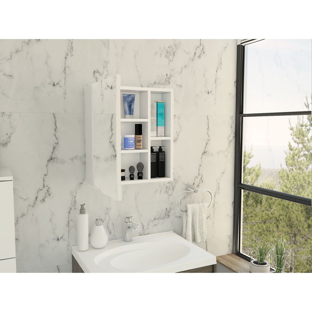 Mueble Botiquin De Baño Con Espejo 49,7x45x12,5 Cm Blanco image number 6.0