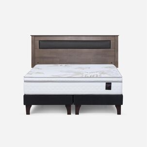 Cama Europea Rosen Art 4 / 2 Plazas / Base Dividida  + Respaldo Ferrara Gris