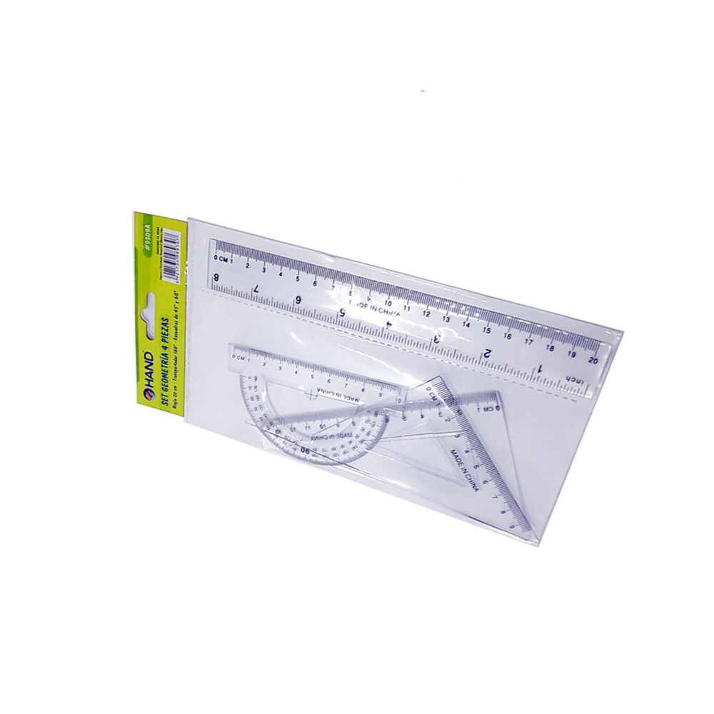Set Geometr&iacute;a Regla 20cms + Transportador Y 2 Escuadras - Ps image number 1.0
