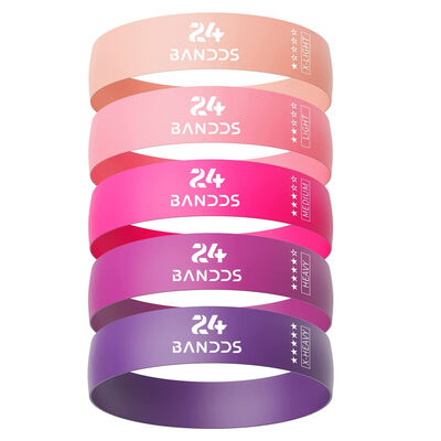 Pack 5 Bandas Elásticas Resistencia Circulares Yoga rosa