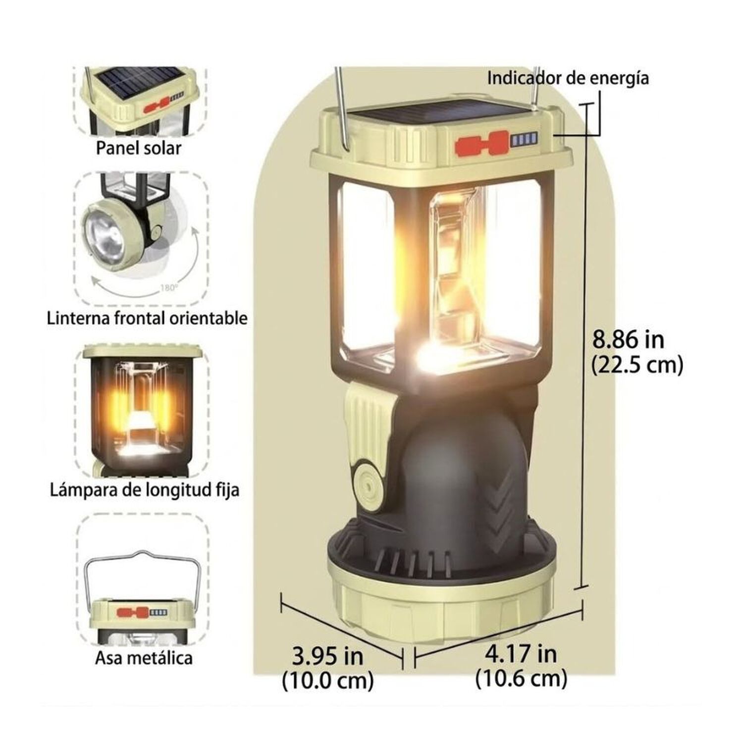 L&aacute;mpara Recargable Solar Camping Linterna Multifuncional image number 1.0