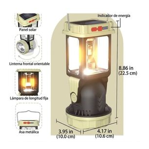L&aacute;mpara Recargable Solar Camping Linterna Multifuncional