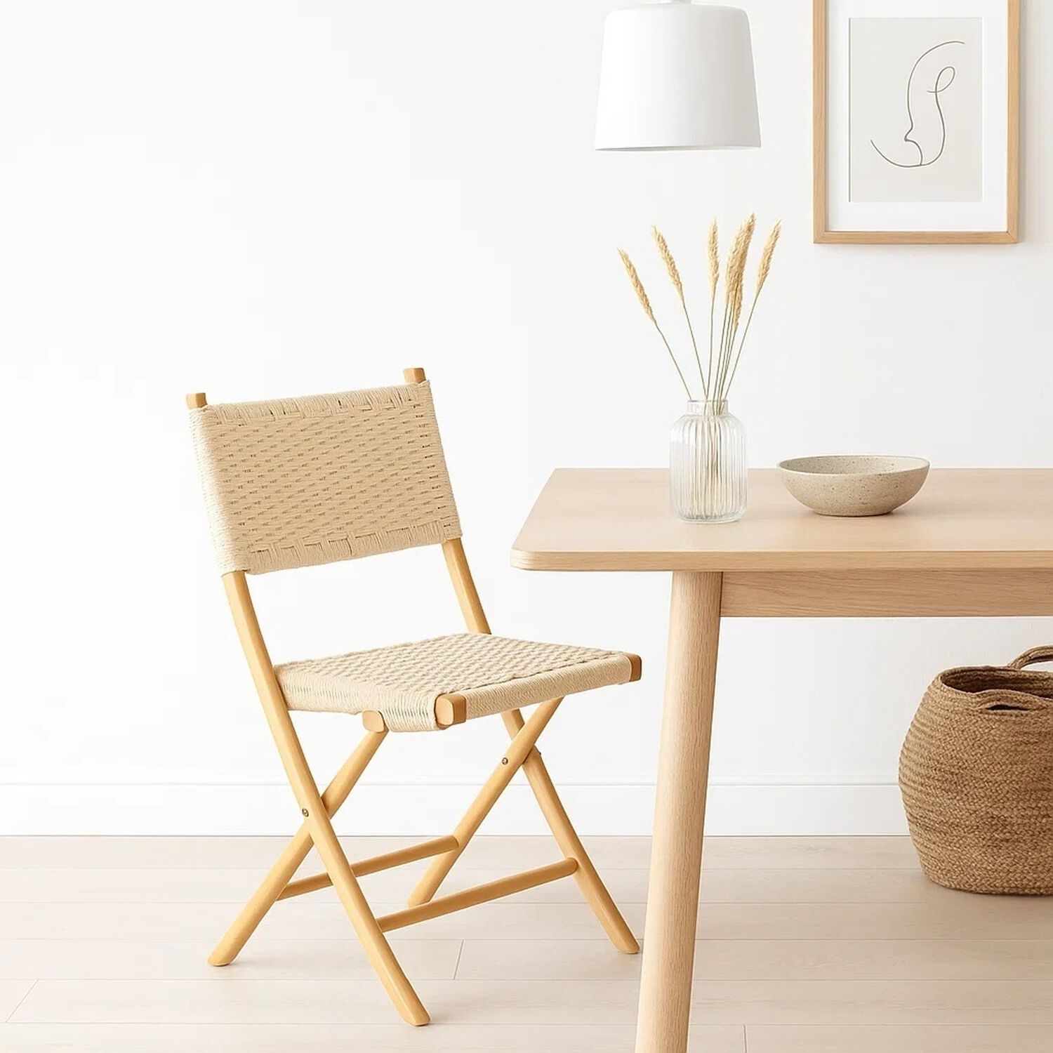Silla Nido Plegable De Madera Rattan Natural image number 1.0