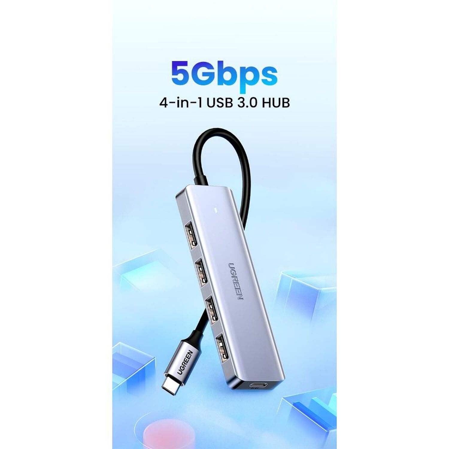 Hub Usb-c A 4 Usb-a 3.0 Aluminio Ugreen image number 0.0