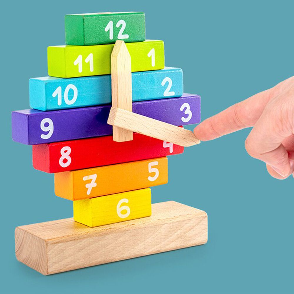 Puzzle De Madera Reloj Bloques Apilable Didáctico Montessori image number 4.0
