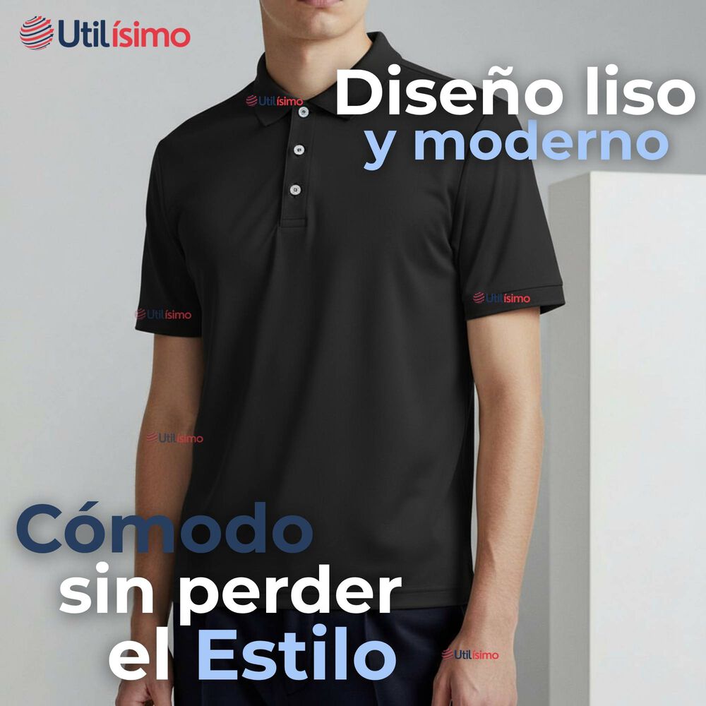 Polera Pique Premium 200g Manga Corta 100% Algod&oacute;n Textura Suave Chemise Negro Hombre image number 4.0