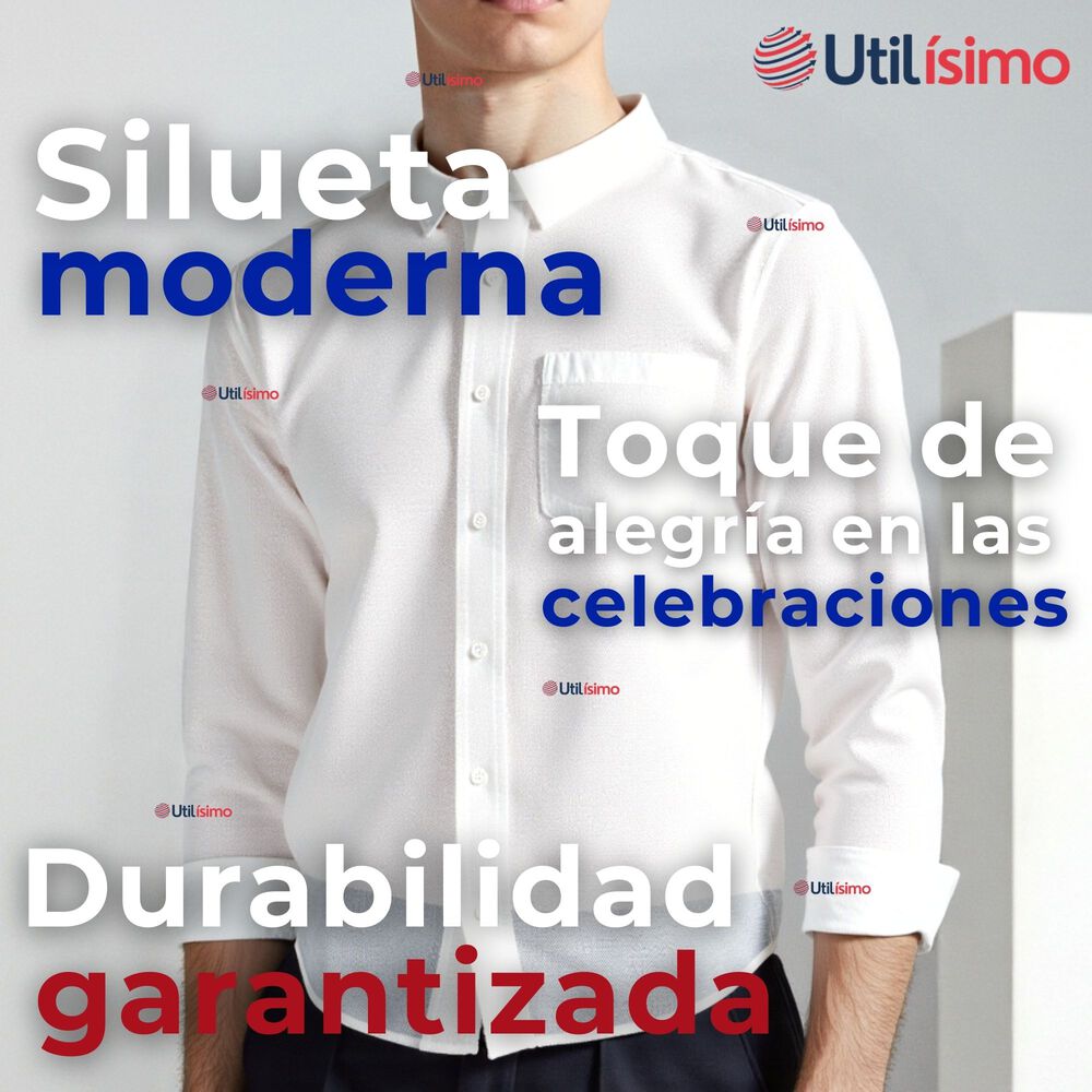 Camisa Casual De Vestir Manga Larga Cuello Americano Algodón Blanco image number 6.0