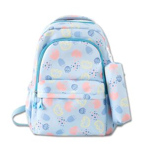 Mochila Escolar 46cm Diseño Floral Print Blue