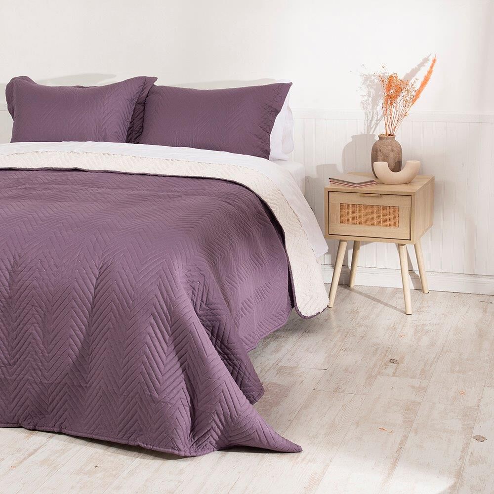 Quilt Sherpa Liso 2 Plazas Morado image number 3.0