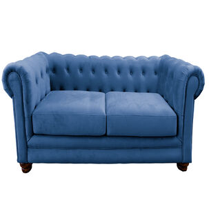 Sofa Florencia 3 Cuerpos Tela Velvet Azul Petroleo