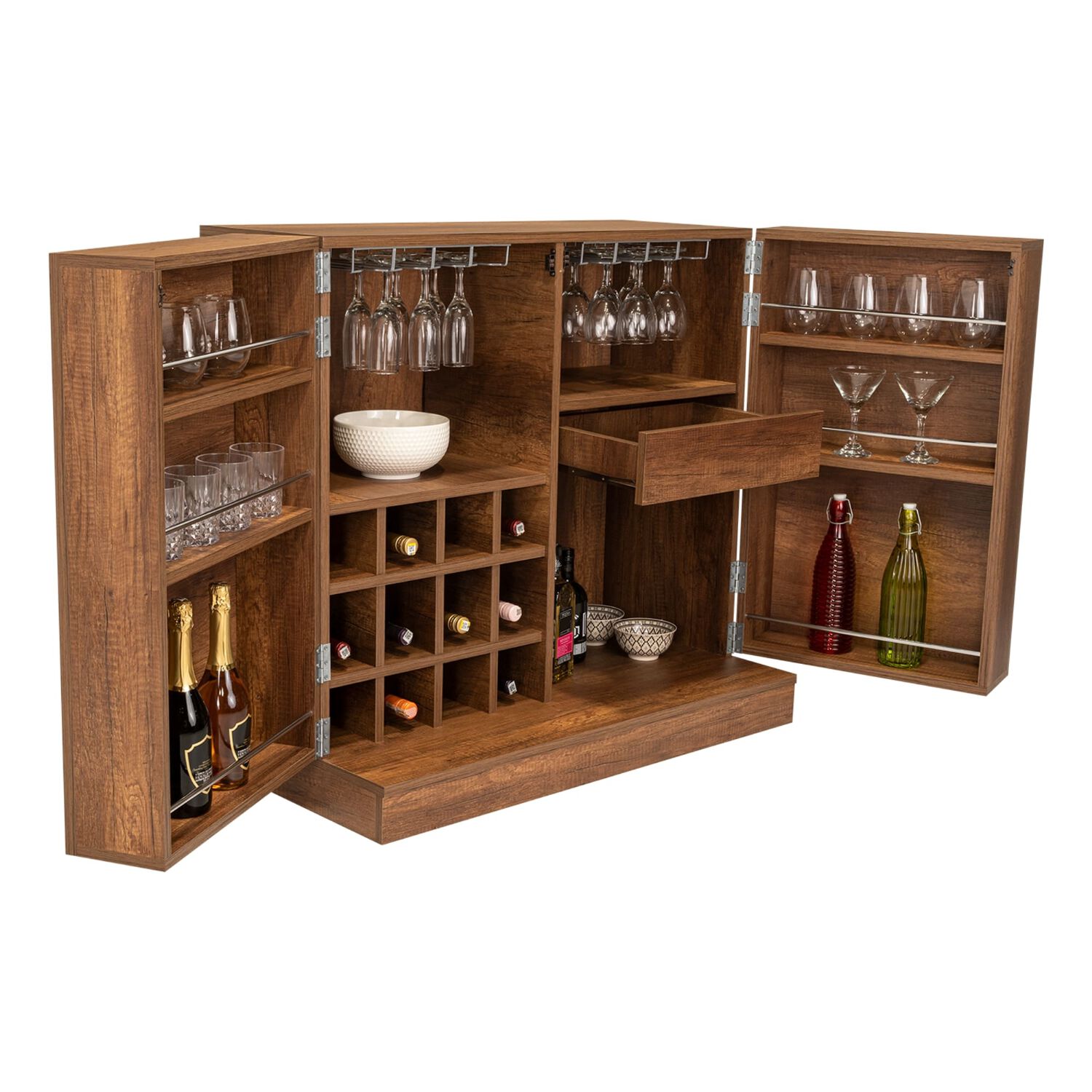 Bar Extensible 12 Botelleros 2 Puerta Fm-012o Caf&eacute; Oscuro image number 4.0