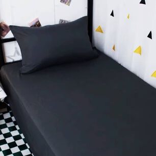 Juego De S&aacute;banas 144 Hilos 1 Plaza - Negro