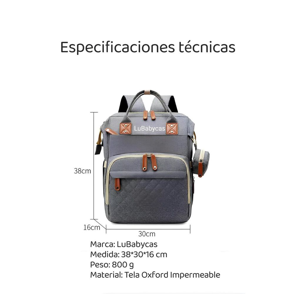 Mochila Maternal Lubabycas Impermeable Con Accesorios Azul image number 11.0