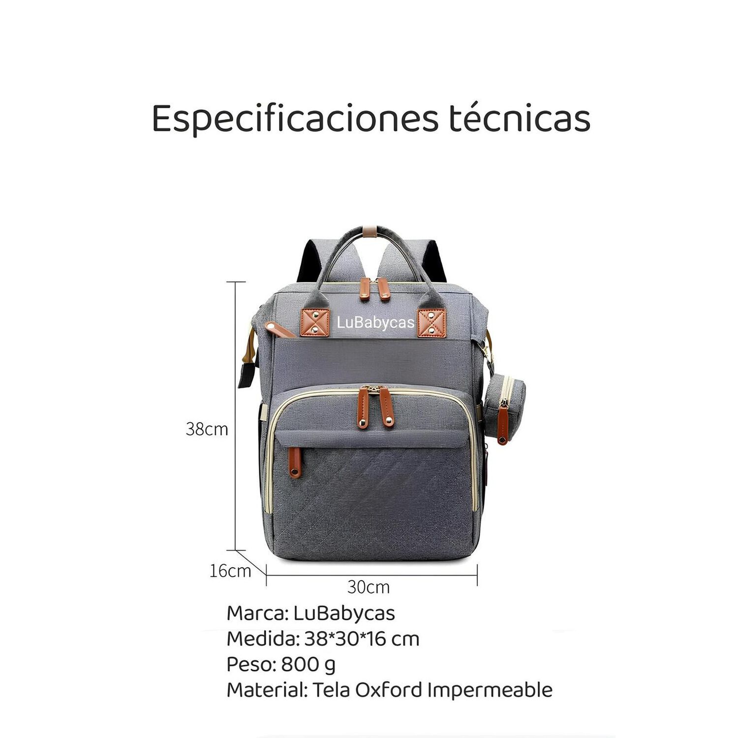 Mochila Maternal Lubabycas Impermeable Con Accesorios Azul image number 11.0