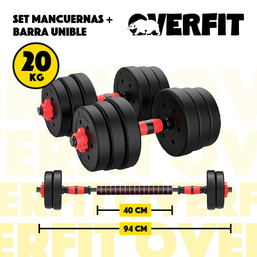 Set Mancuernas Y Barra Unibles 20kg Fitness Pesas Ajustables image number 1.0