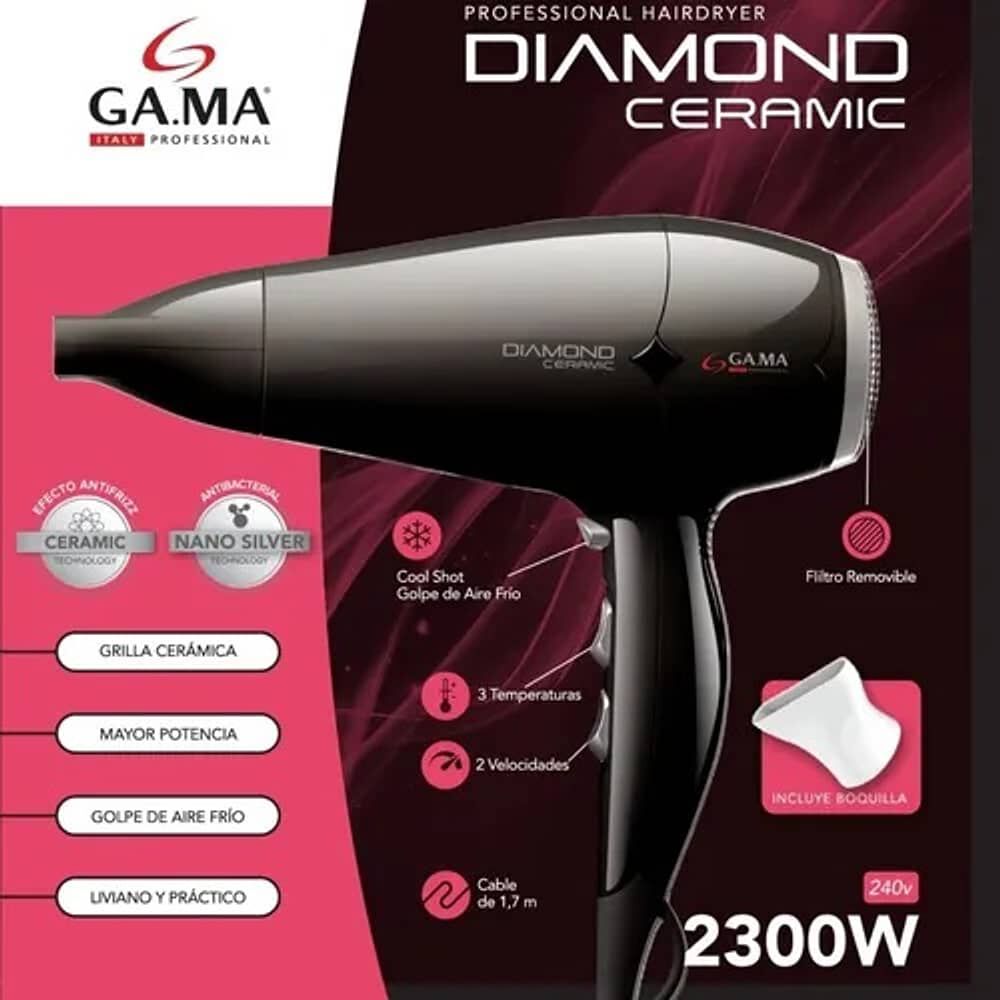Secador Diamond Ceramic Antibacterial Pelo Cer&aacute;mica 2300w Negro Gama image number 6.0