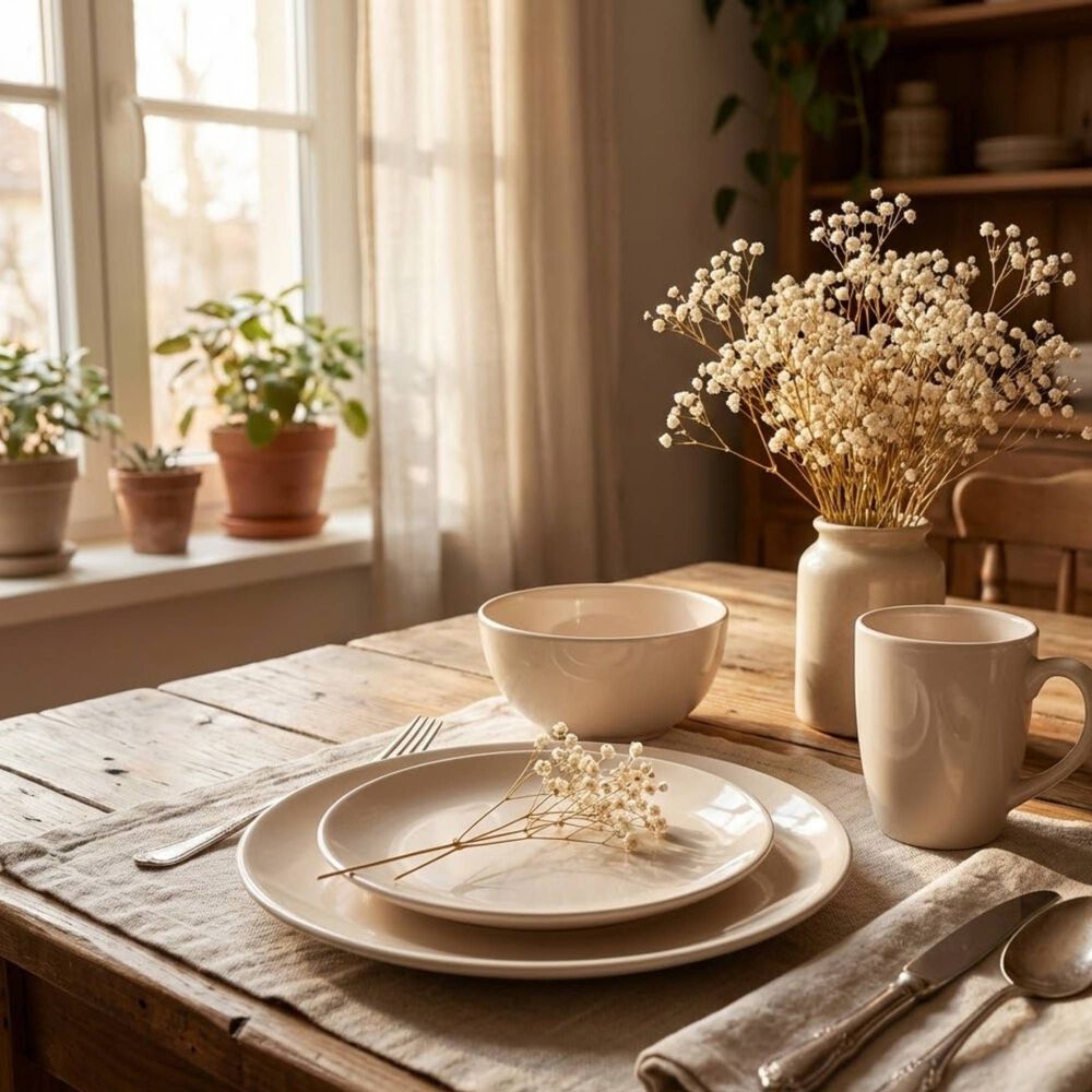 Juego De Loza 16 Piezas Vajilla Cer&aacute;mica July Crema Pink image number 2.0