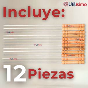 Pack 12 Pinchos De 30cm Para Anticuchos Brochetas Asados Mango De Madera