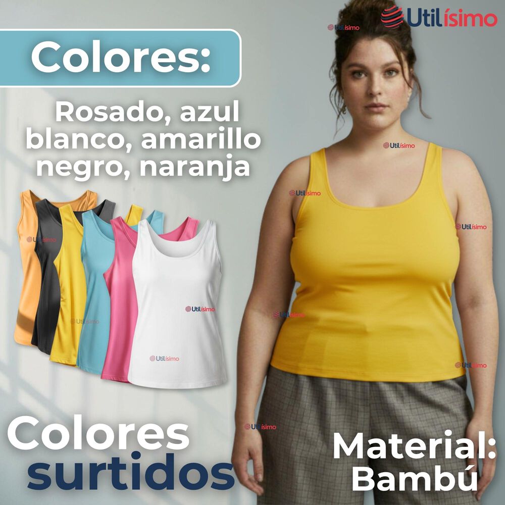 Polera Camiseta Sin Mangas Fibra De Bambú Básica Lisa Elástica Mujer Colores Surtidos image number 1.0
