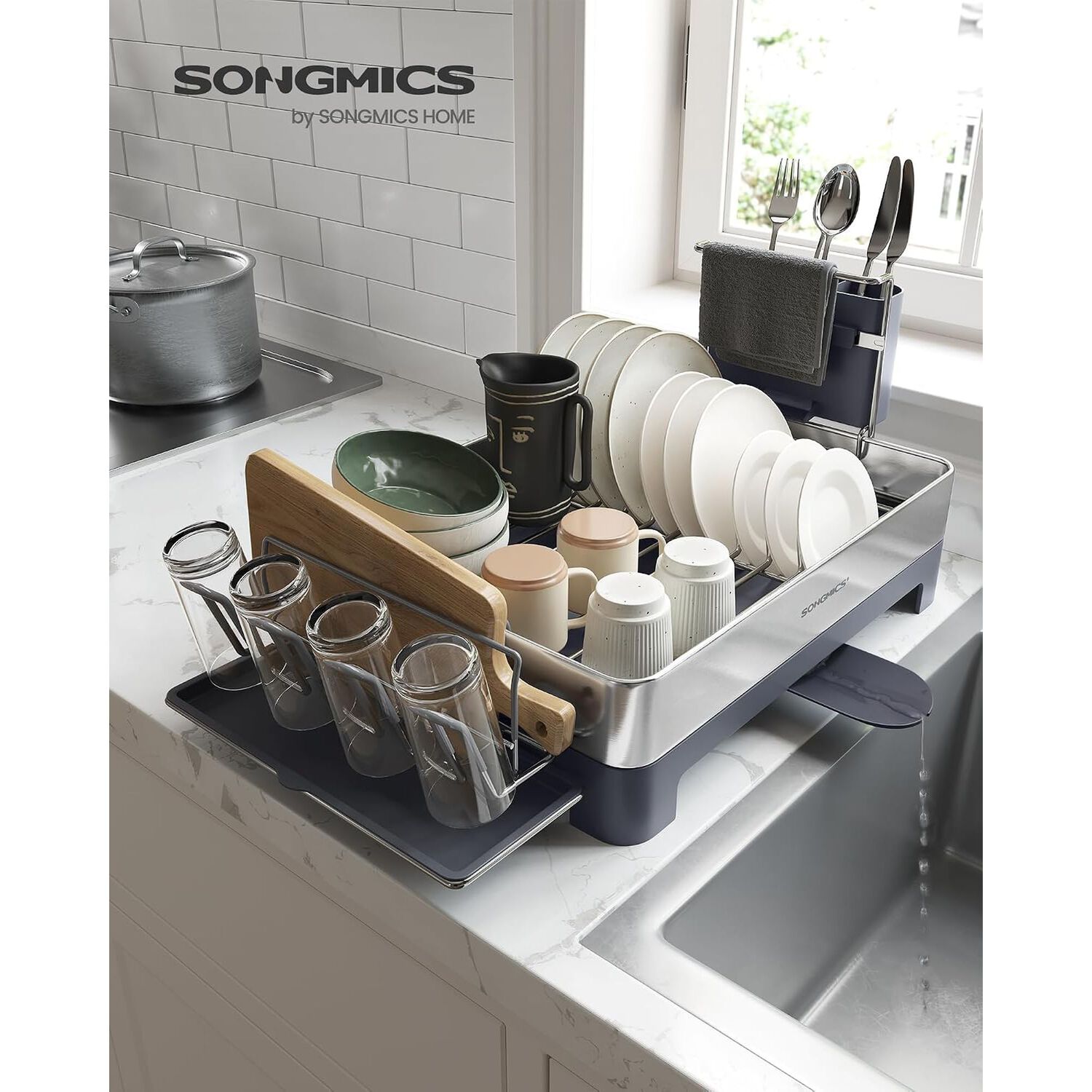 Secaplatos Songmics Acero Inoxidable Con Bandeja 57 Cm image number 1.0