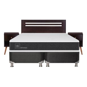 Box Spring Cic Ortopedic / 2 Plazas / Base Dividida  + Set De Maderas